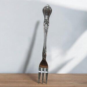 Vintage Rogers Precious Rose Stainless Steel Floral Design Salad Fork